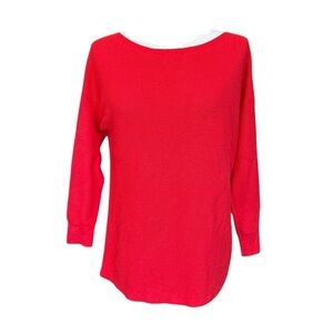 J. Crew Vibrant Red Knit Boatneck Oversized Sweater Size XXS #1835